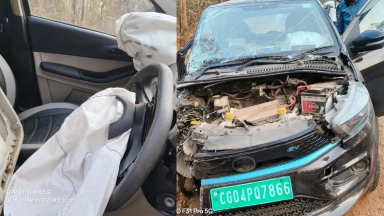 बस्तर के NH-30 पर भीषण सड़क हादसा : रॉयल ट्रैवल्स की बस ने इंजीनियर की कार को मारी टक्कर